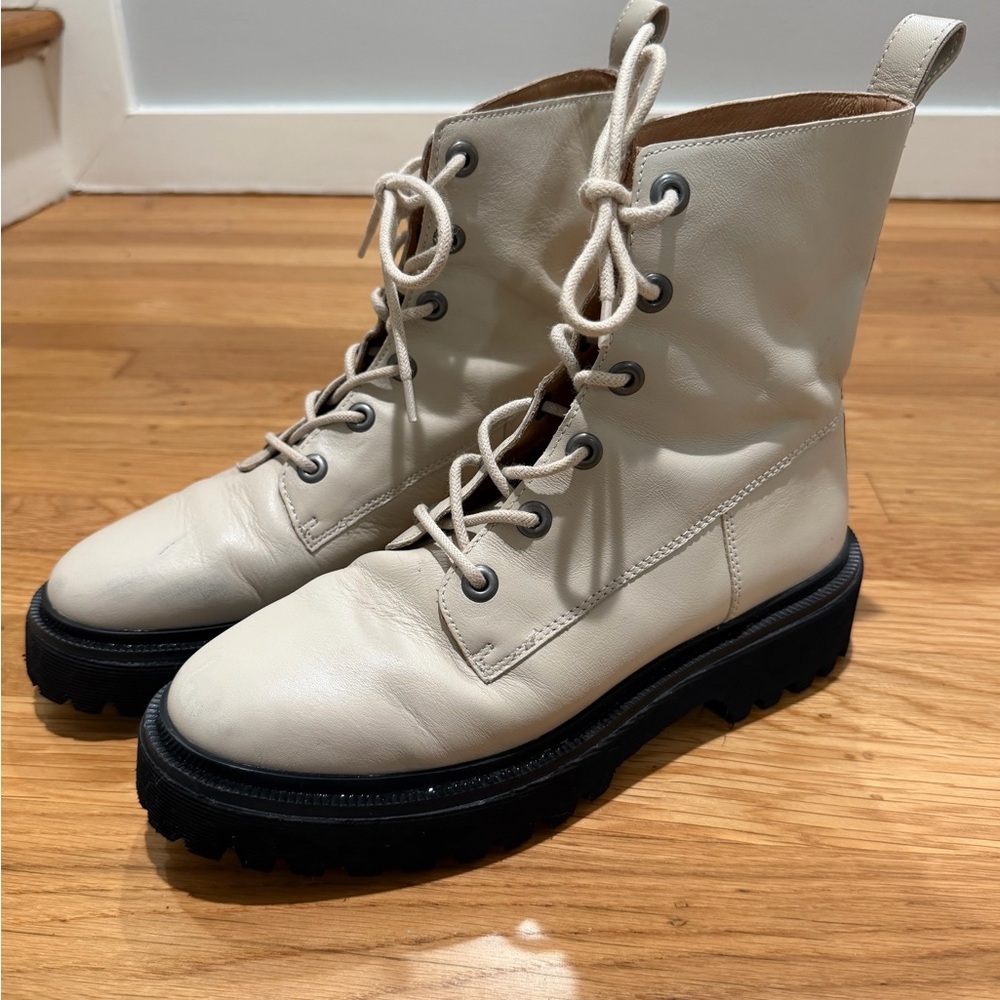 Madewell Rayna Lace-Up Combat Boots – Cream/Off-White – Women’s 8.5